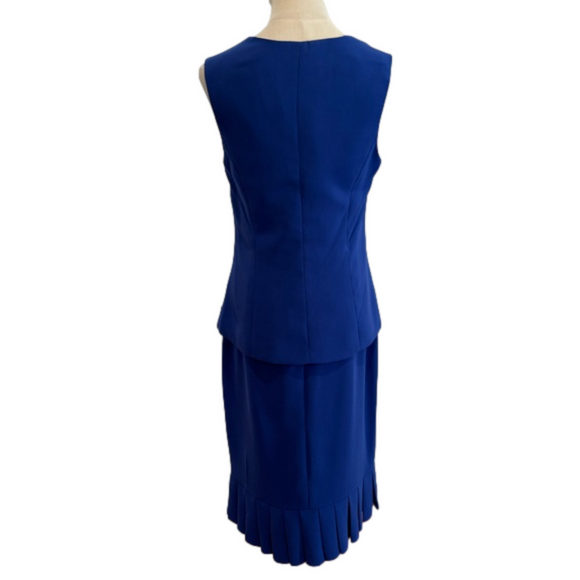 90s 3 PC NIGHT STUDIO NY BLUE W RHINESTONE BORDERED BLAZER, TOP & MIDI SKIRT 6 - Picture 8 of 17